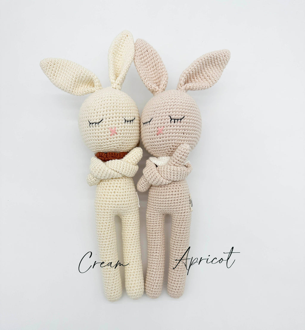 Sleepy Crochet Bunny Doll Standing Ears: Cream bunny Doll