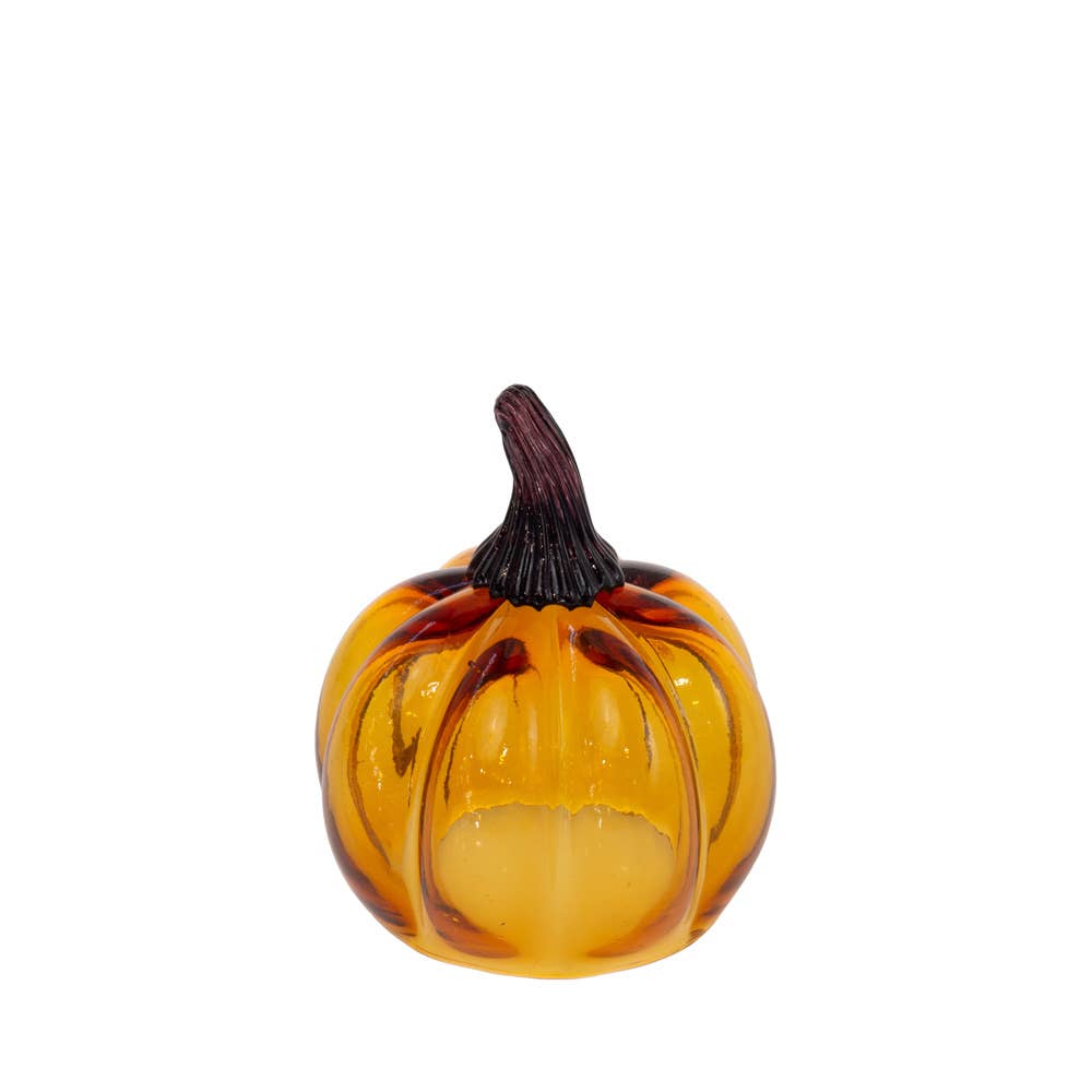 5" Dia Amber Glass Pumpkin Fall Autumn Décor