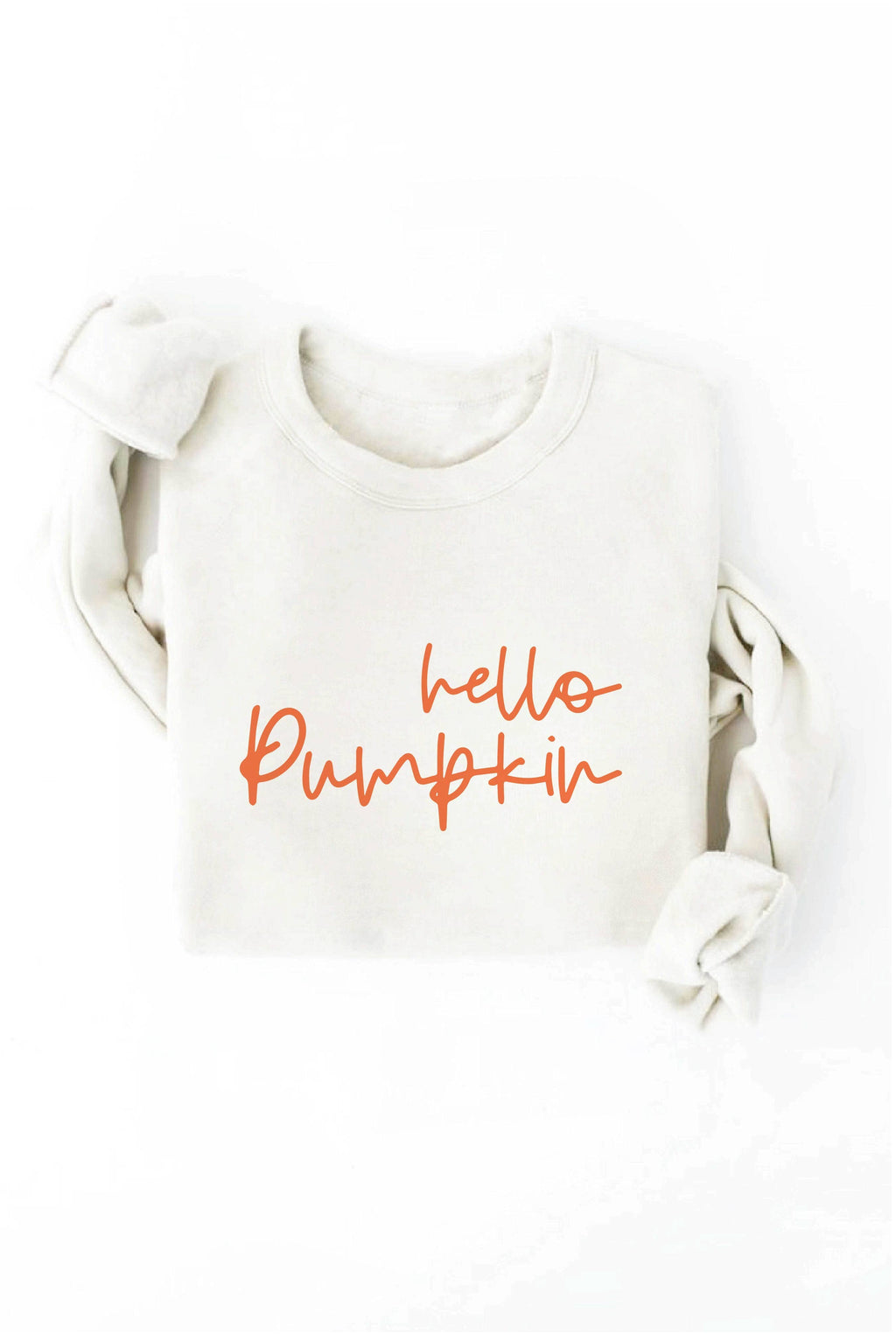 HELLO PUMPKIN Graphic Sweatshirt: TAN / L