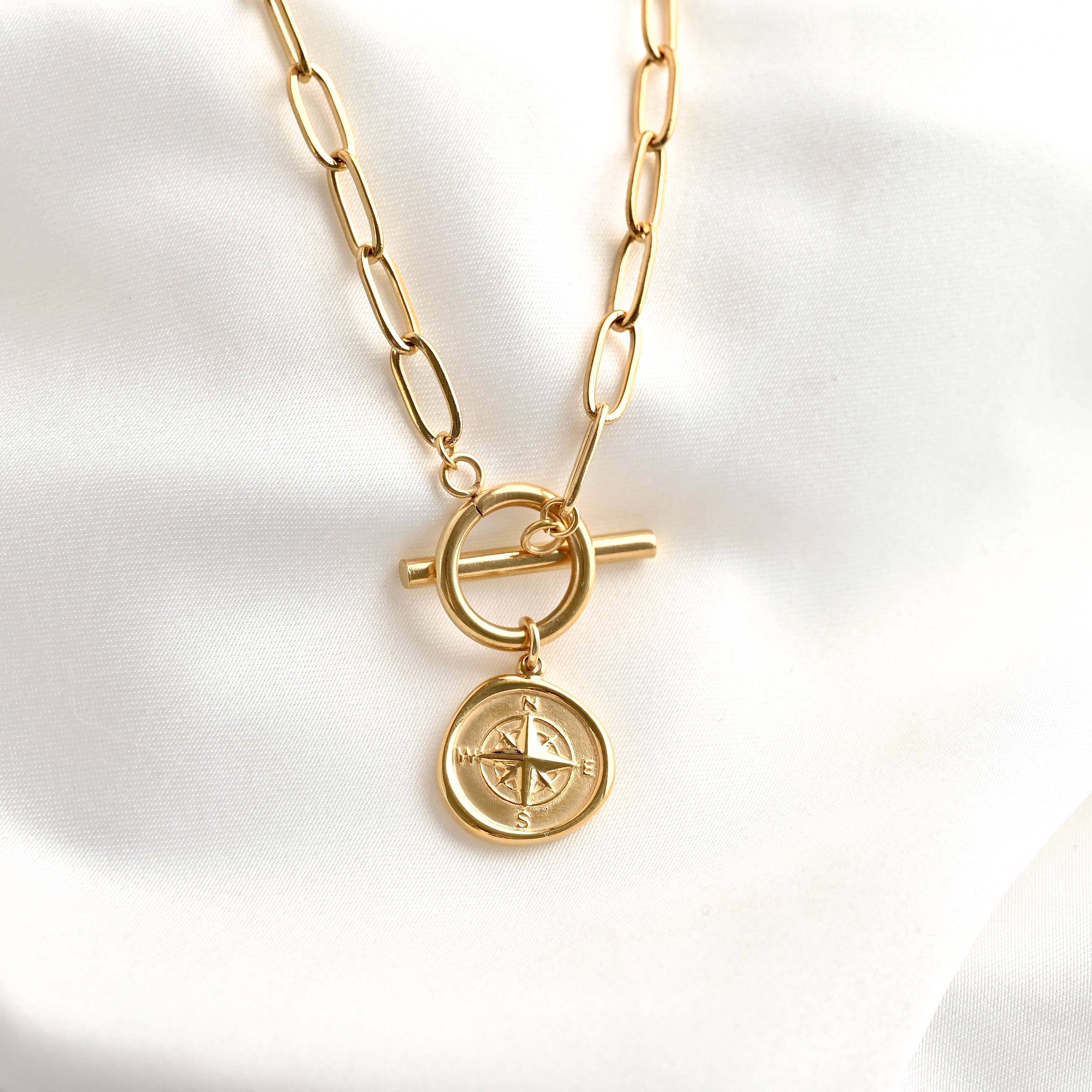 Paperclip Compass Necklace