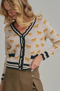 SUPER SOFT HORSE PRINT KNIT CARDIGAN_JLT00386-01: OATMEAL COMBO / S-M-L(2-2-2)