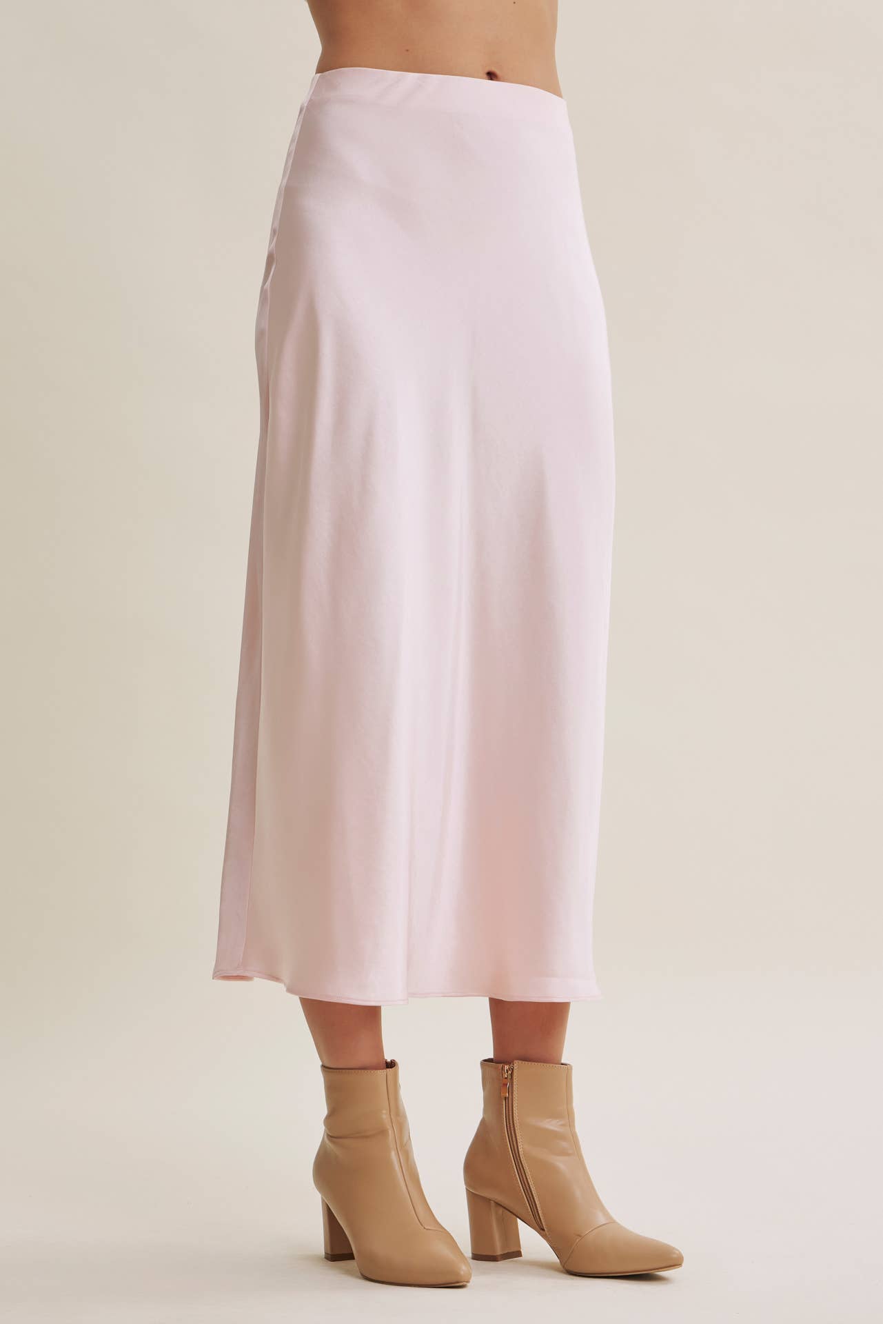 MOONLIT THICK HIGH QUALITY SILKY SATIN BIAS CUT MAXI SKIRT: DUSTY MAUVE / L