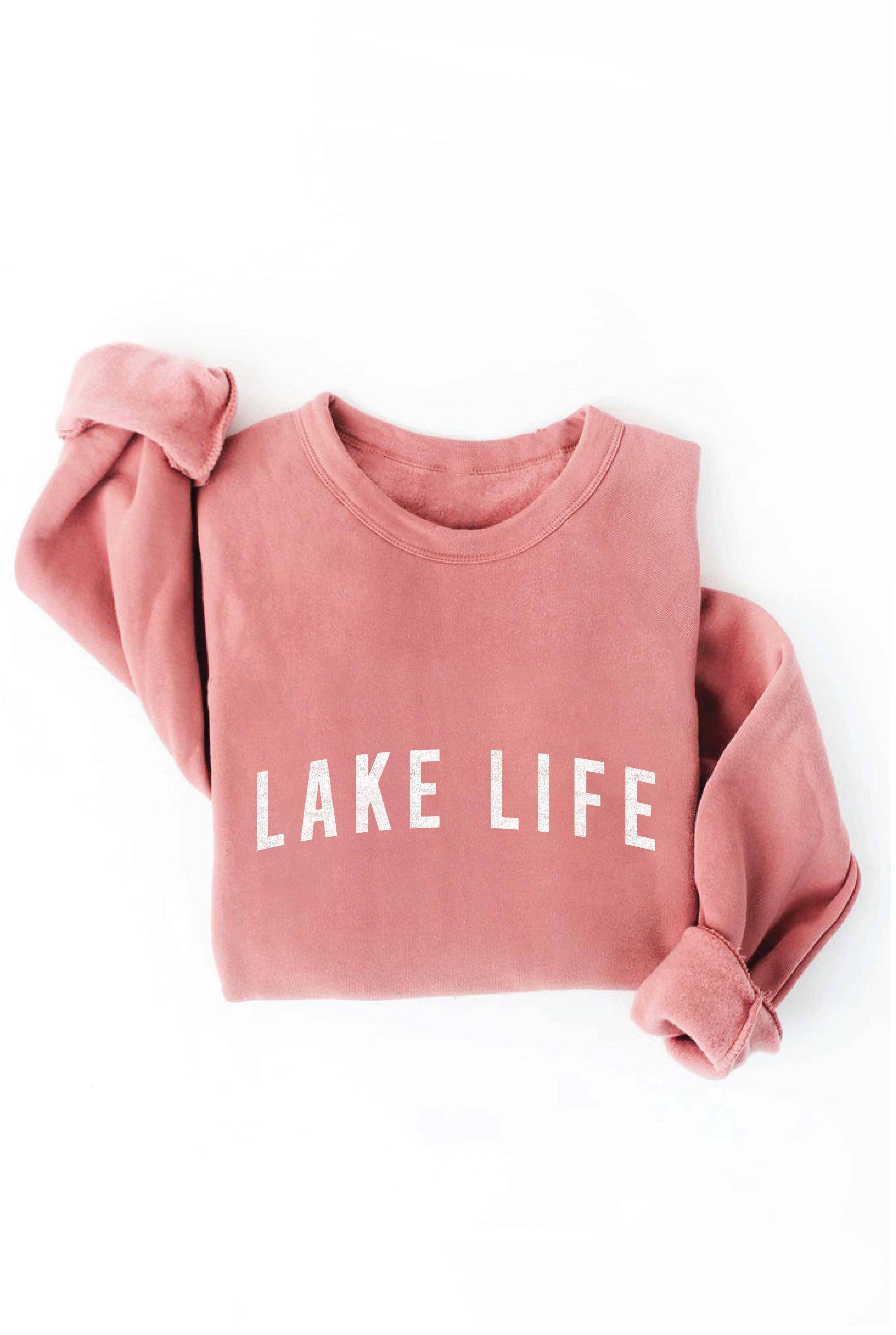 LAKE LIFE Graphic Sweatshirt: TAN / XL