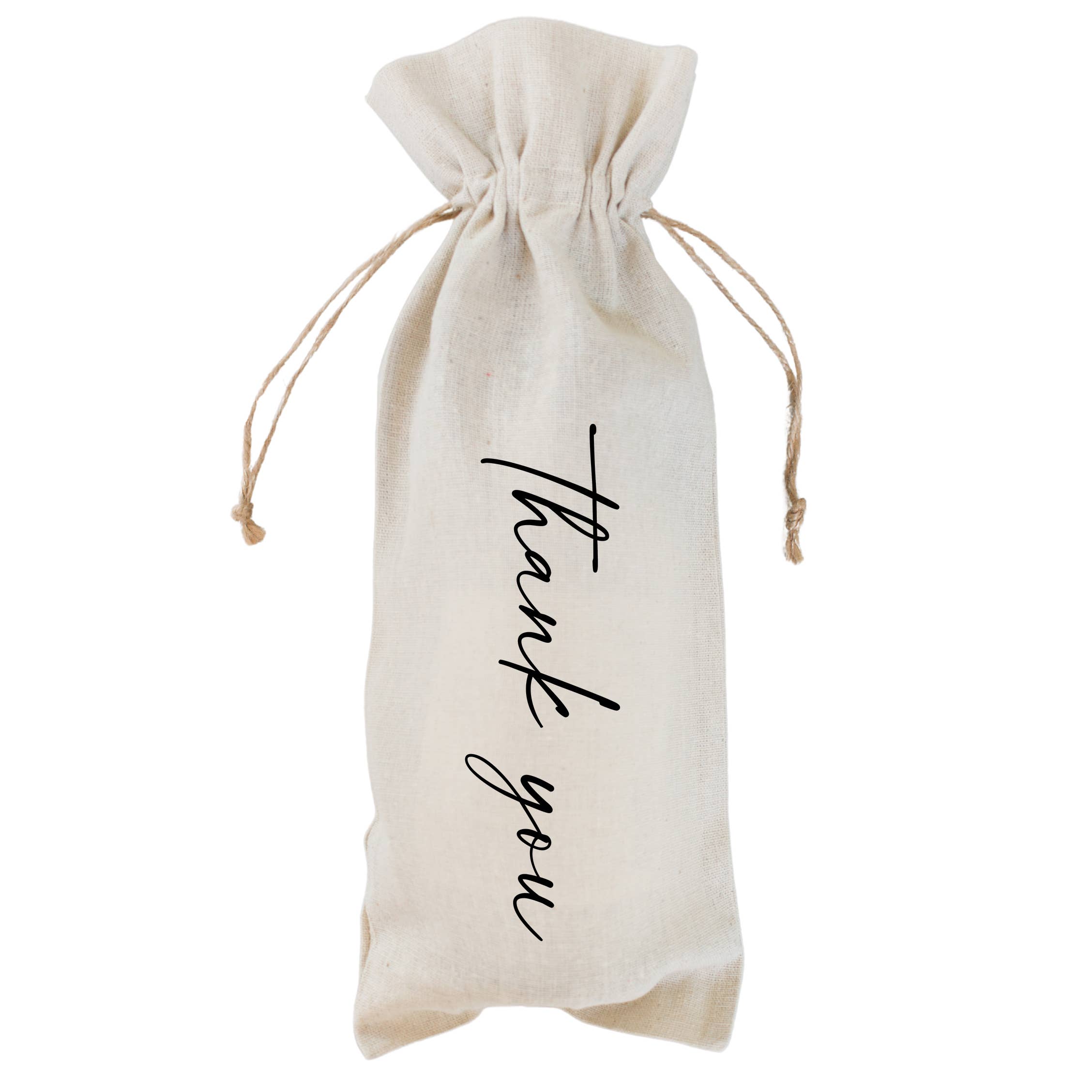 Thank You Wine Bag: Natural Cotton/Linen