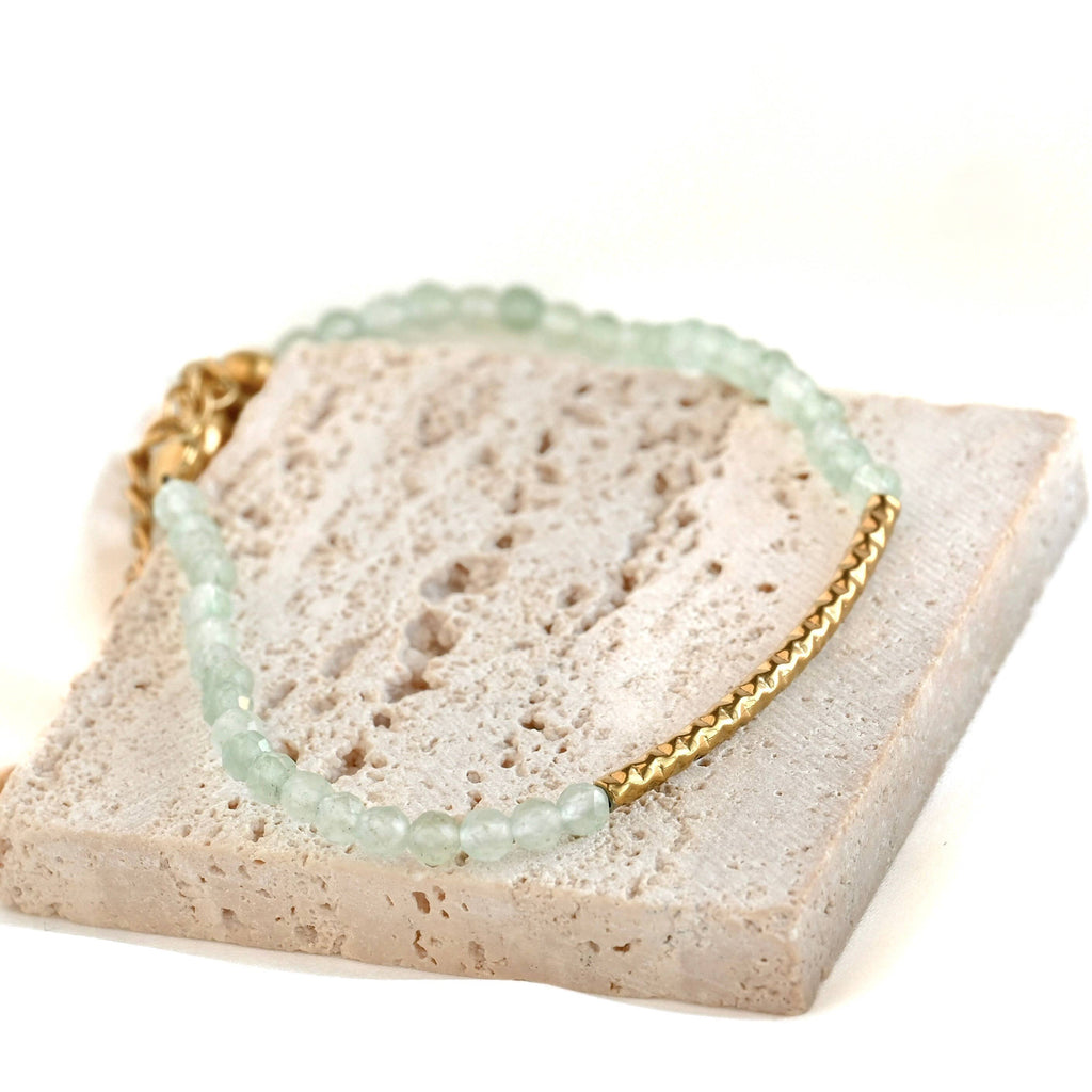 Sage Beaded Gold Bracelet