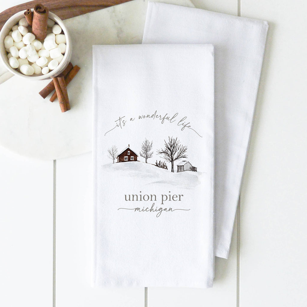Custom It’s a wonderful life Tea Towel: Natural