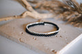 Gemstone Double Wrap Silver Beaded Bracelet : Black Agate