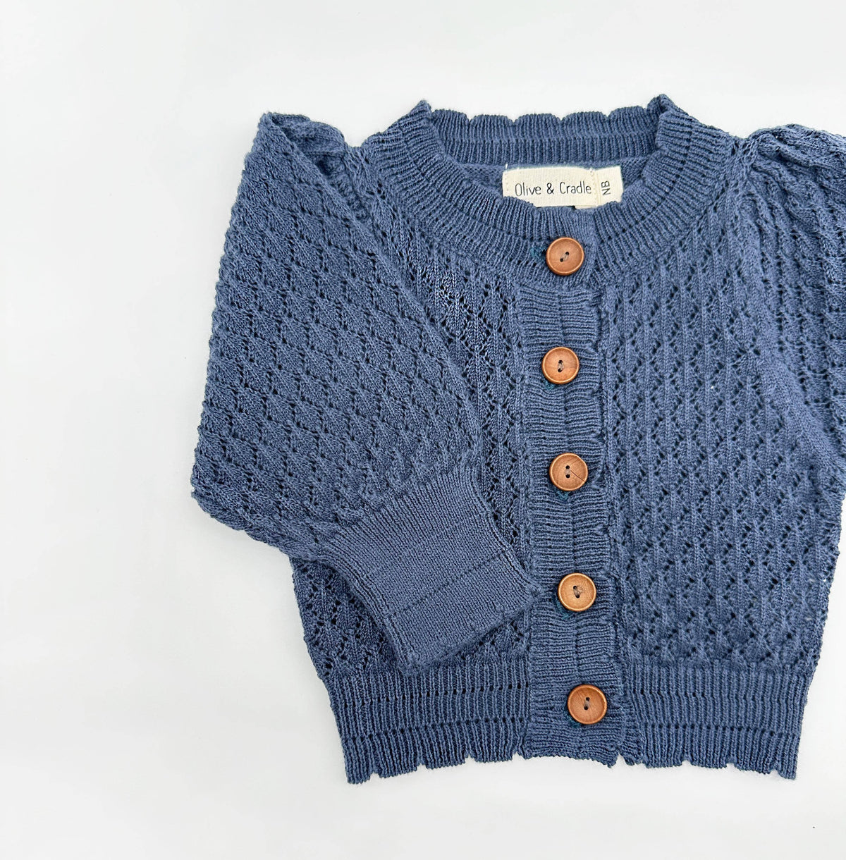 Pointelle Sapphire Cardigan: 6-12 months