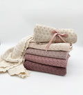 Grace Knitted Cotton Baby Blanket: Rice/cream