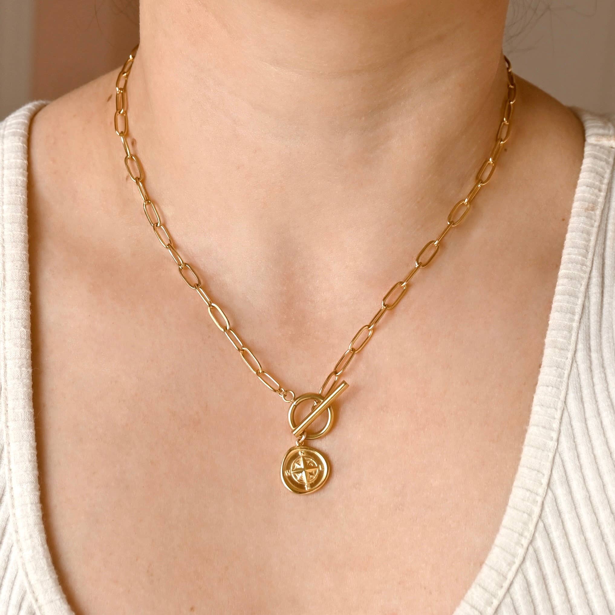 Paperclip Compass Necklace