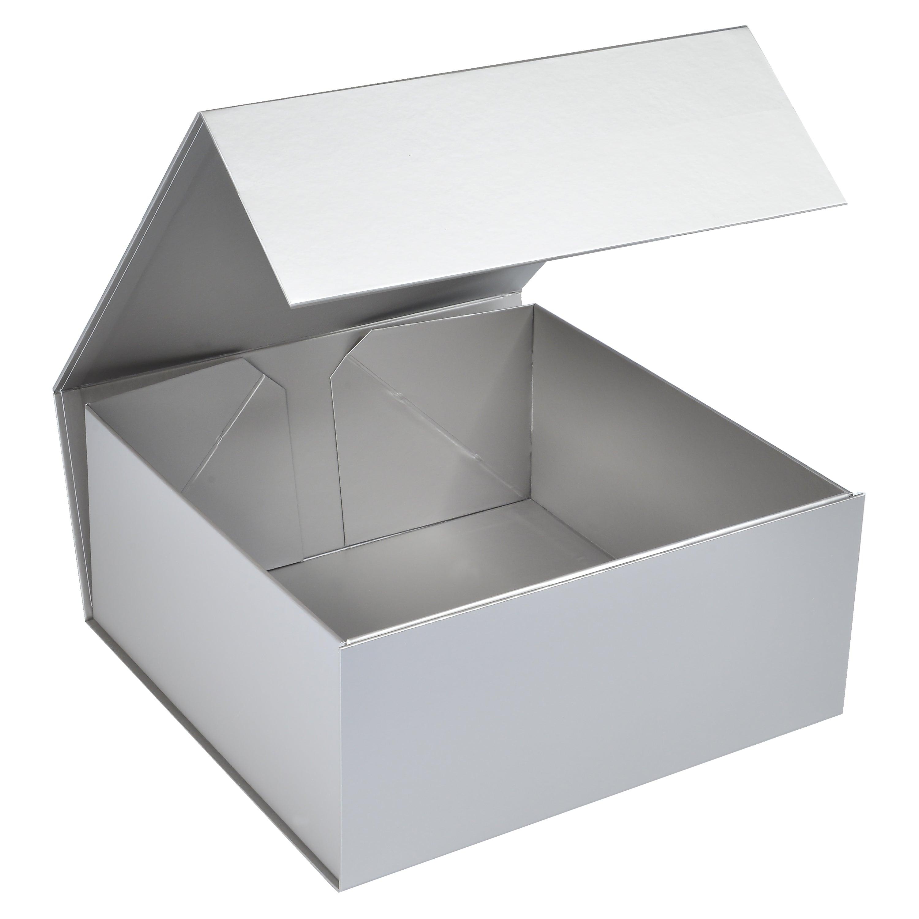 10" X 10" X 4.5" Collapsible Gift Box w/Magnetic Square Flap Lid: Black / 1
