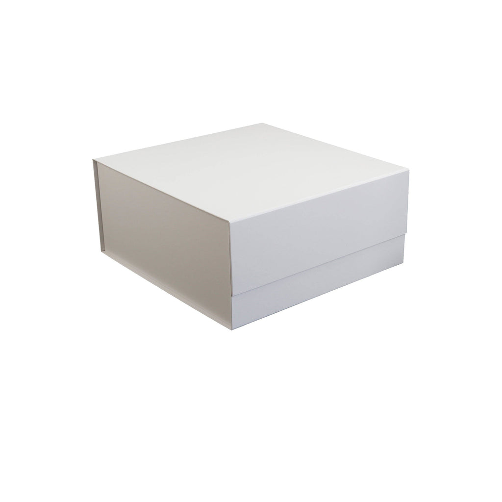 13.4" X 9.8" X 4.7" Collapsible Gift Box w/Magnetic Square Flap Lid: White / 1