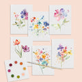 All in One Watercolor Paint Set / Postcards : Summer Flowers
