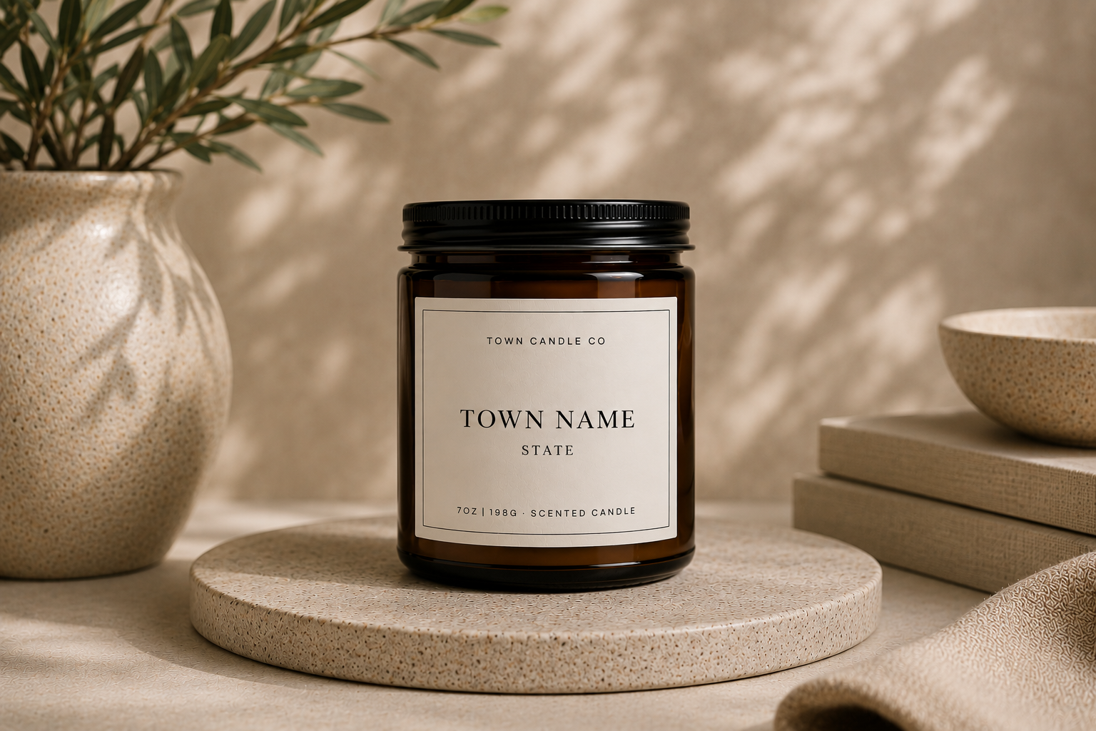 Custom Town Name + State Candle: Pumpkin + Clove