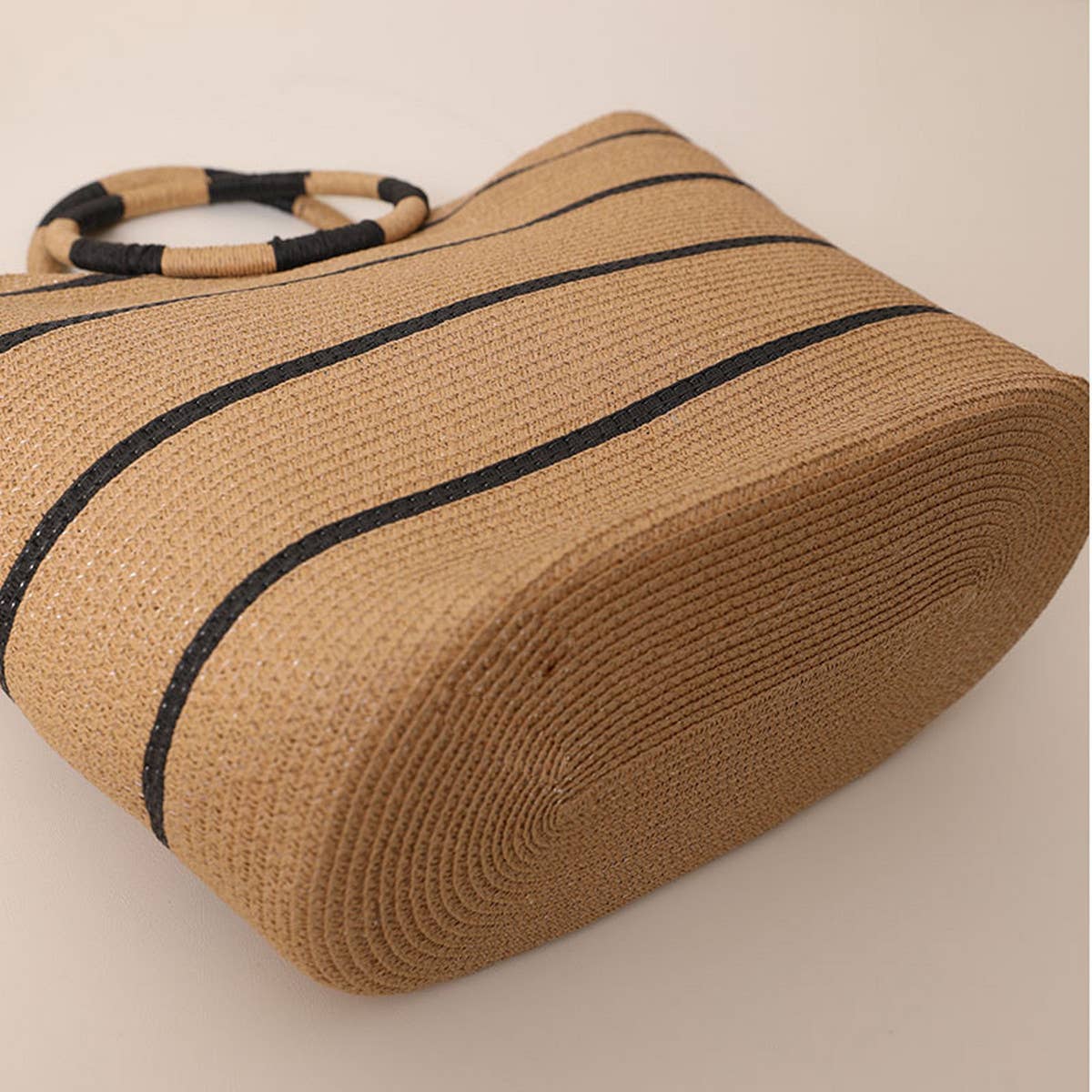 NEW STRIPED TOTE STRAW BAG WOVEN BAG