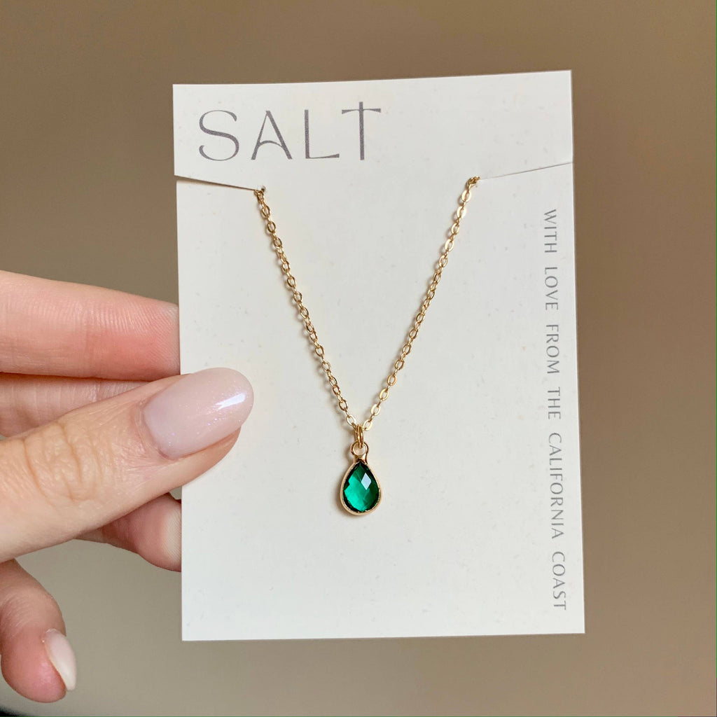 TEAL EMERALD GEM NECKLACE