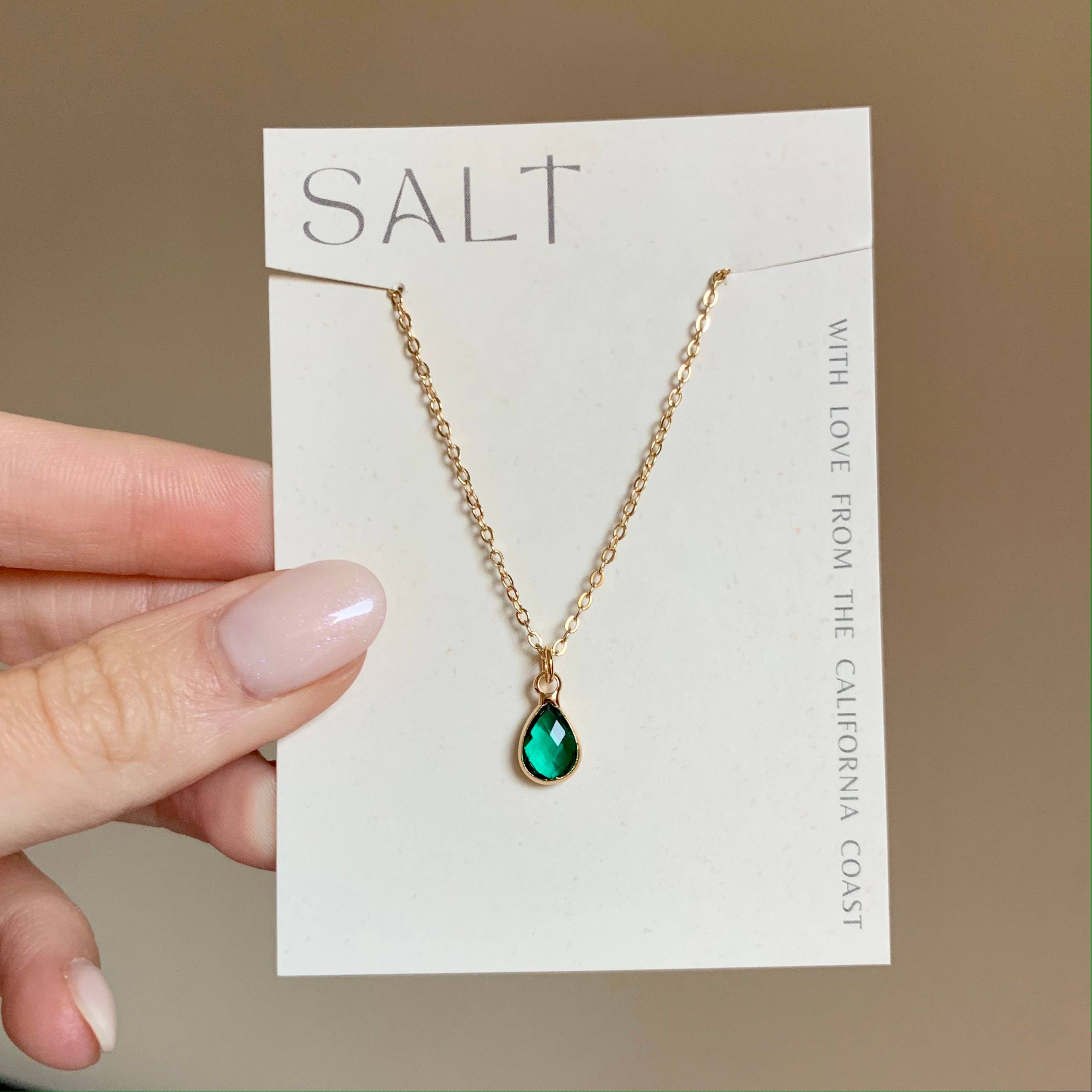 TEAL EMERALD GEM NECKLACE