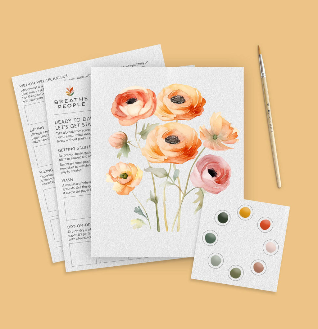 All-In-One Watercolor Paint Kit - Ranunculus DIY Craft