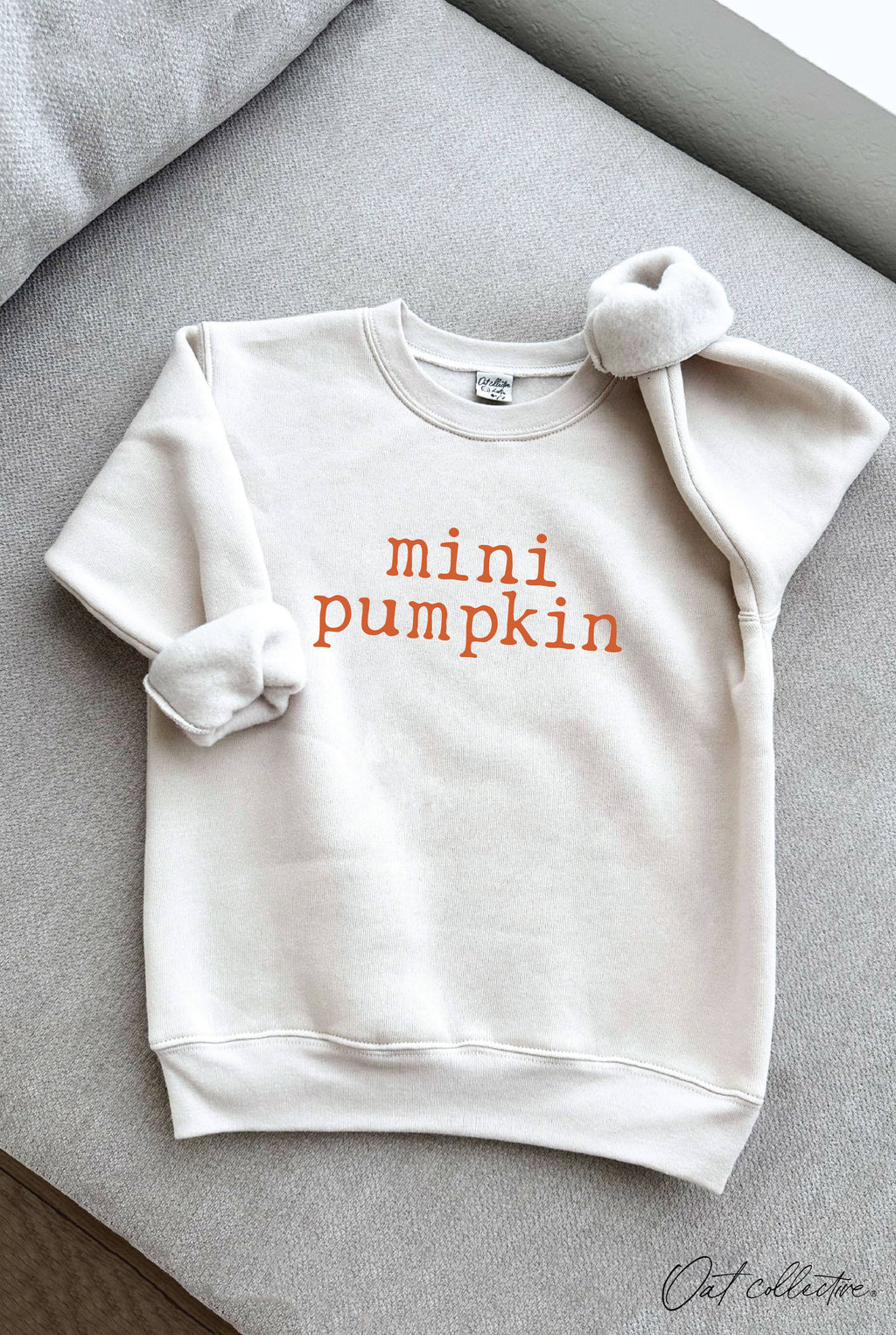 MINI PUMPKIN Youth Unisex Graphic Sweatshirt: HEATHER DUST / 6/7