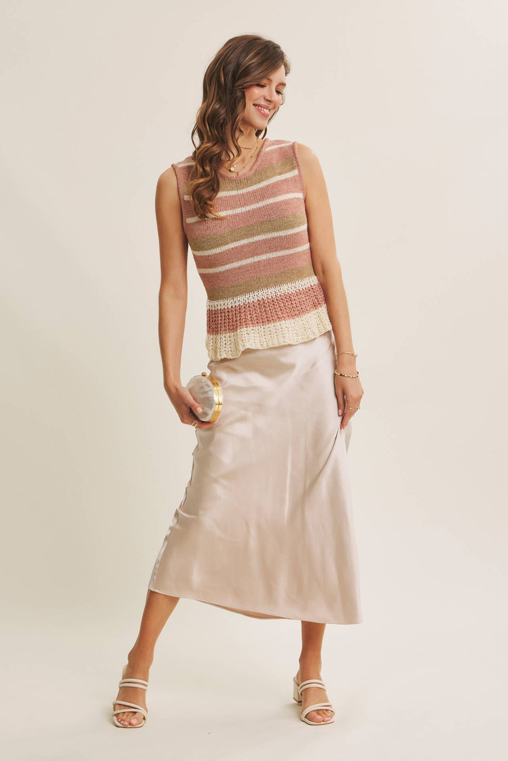MOONLIT THICK HIGH QUALITY SILKY SATIN BIAS CUT MAXI SKIRT: DUSTY MAUVE / S