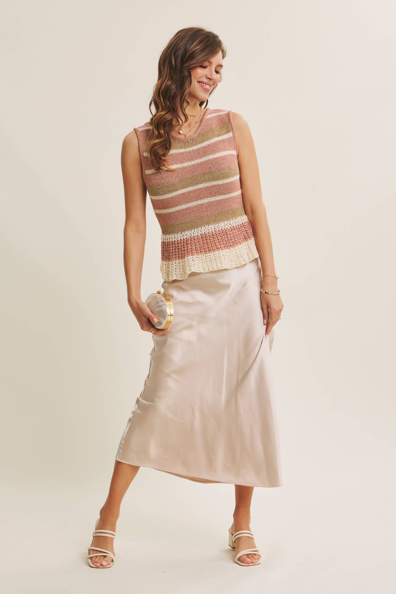 MOONLIT THICK HIGH QUALITY SILKY SATIN BIAS CUT MAXI SKIRT: DUSTY MAUVE / L