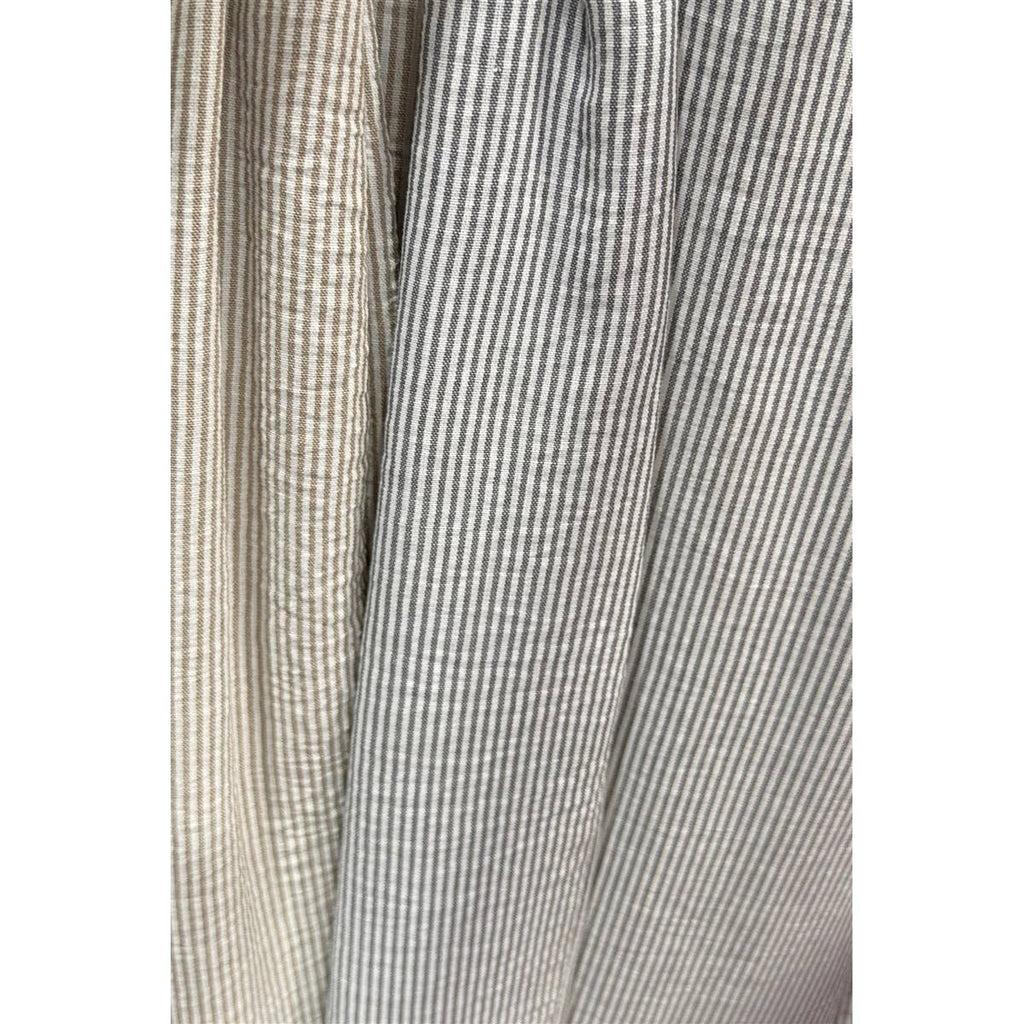 PLUS SIZE STRIPE DRAWSTRING WIDE LEG PANTS: Grey / 1X