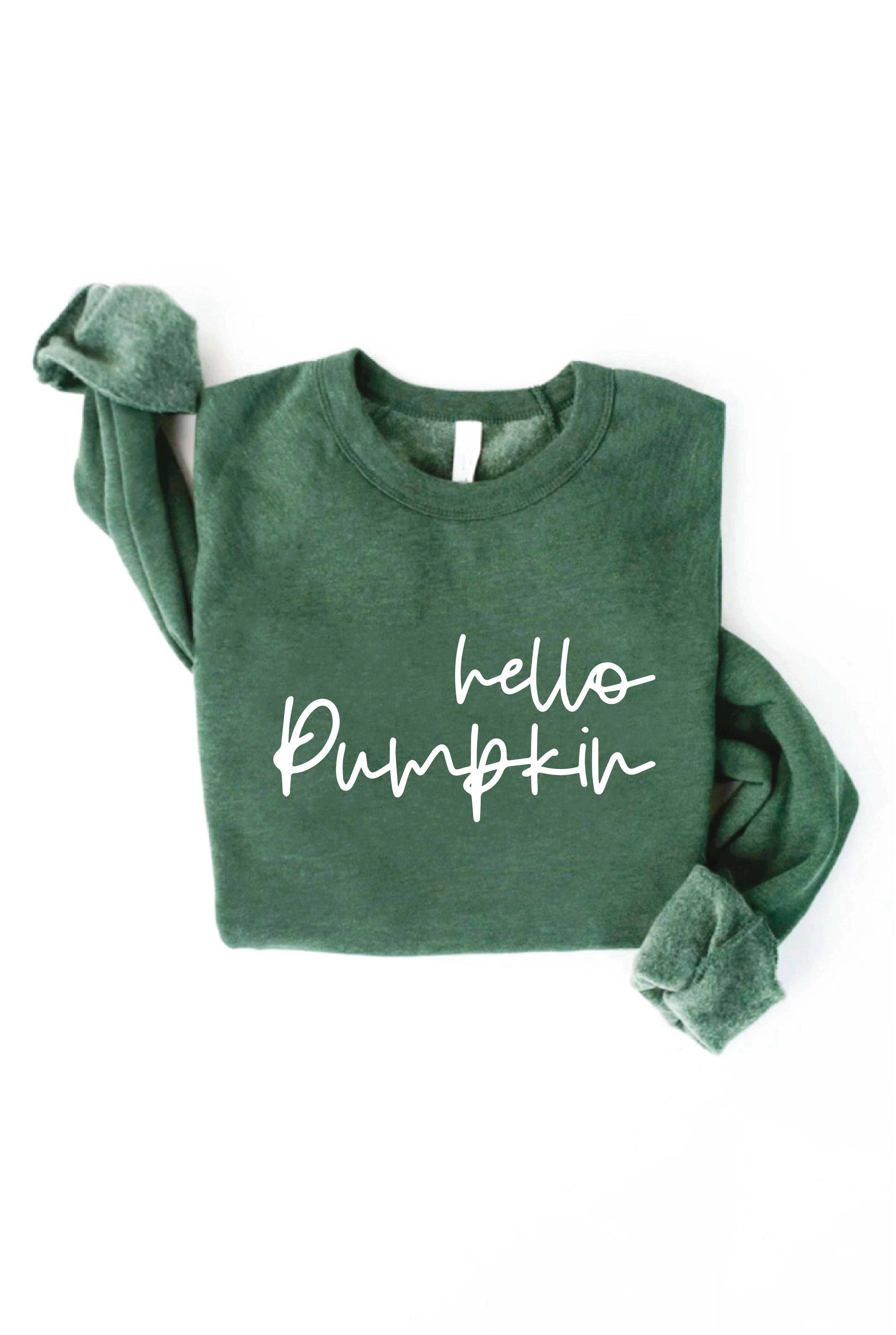 HELLO PUMPKIN Graphic Sweatshirt: TAN / L