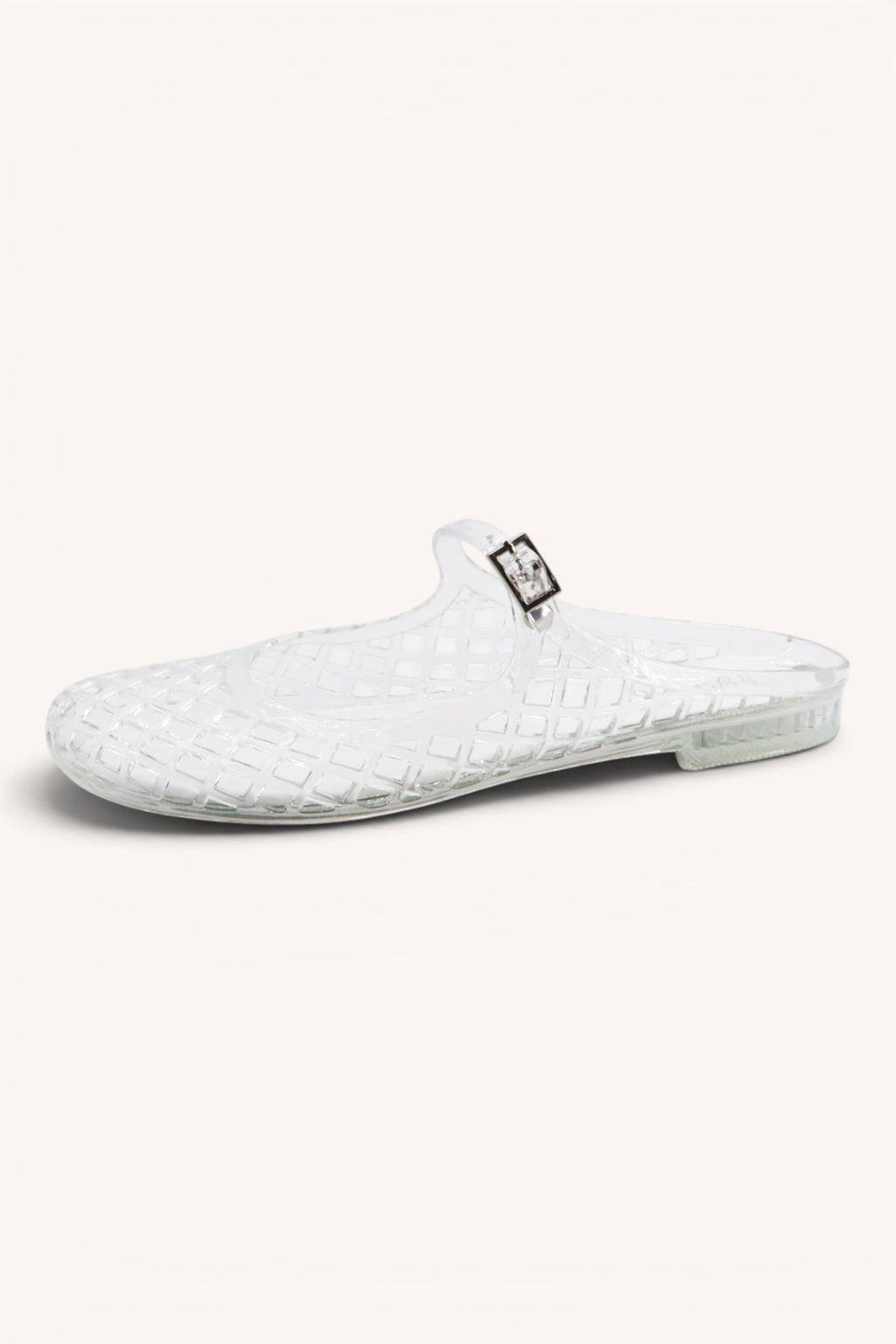 MACY-01 Woven Jelly Mary Jane Flats with Buckle Strap: NUDE / A12