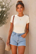 Pointelle Lace Trim Sweater Tee