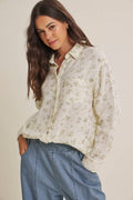 SOFT BREEZE FLORAL COTTON GAUZE RELAXED FIT SHIRT
