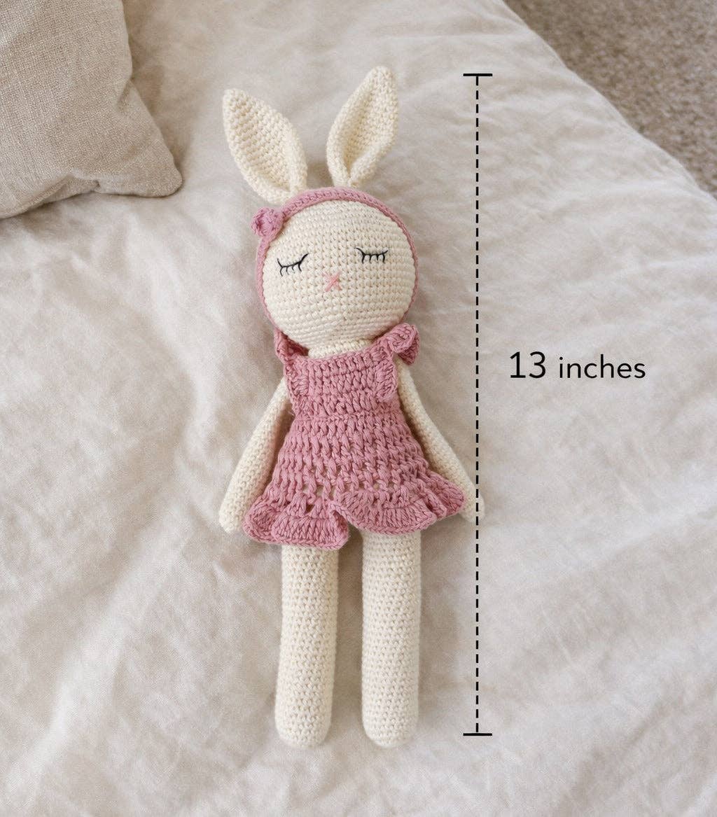 Sleepy Crochet Bunny Doll Standing Ears: Apricot bunny Doll