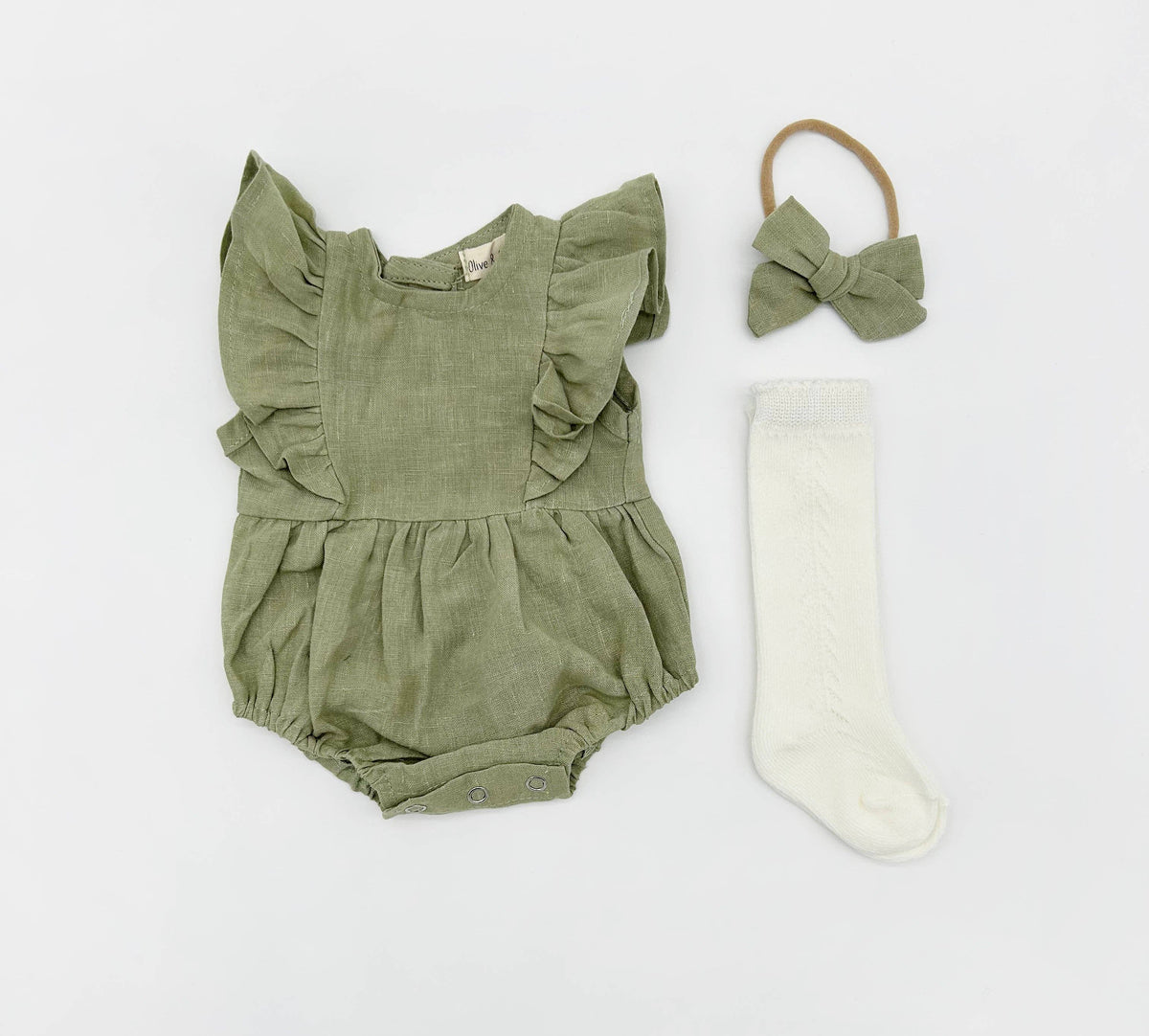 Gabriella Sleeveless Romper 3pc Set: Blush pink / 6-9 months