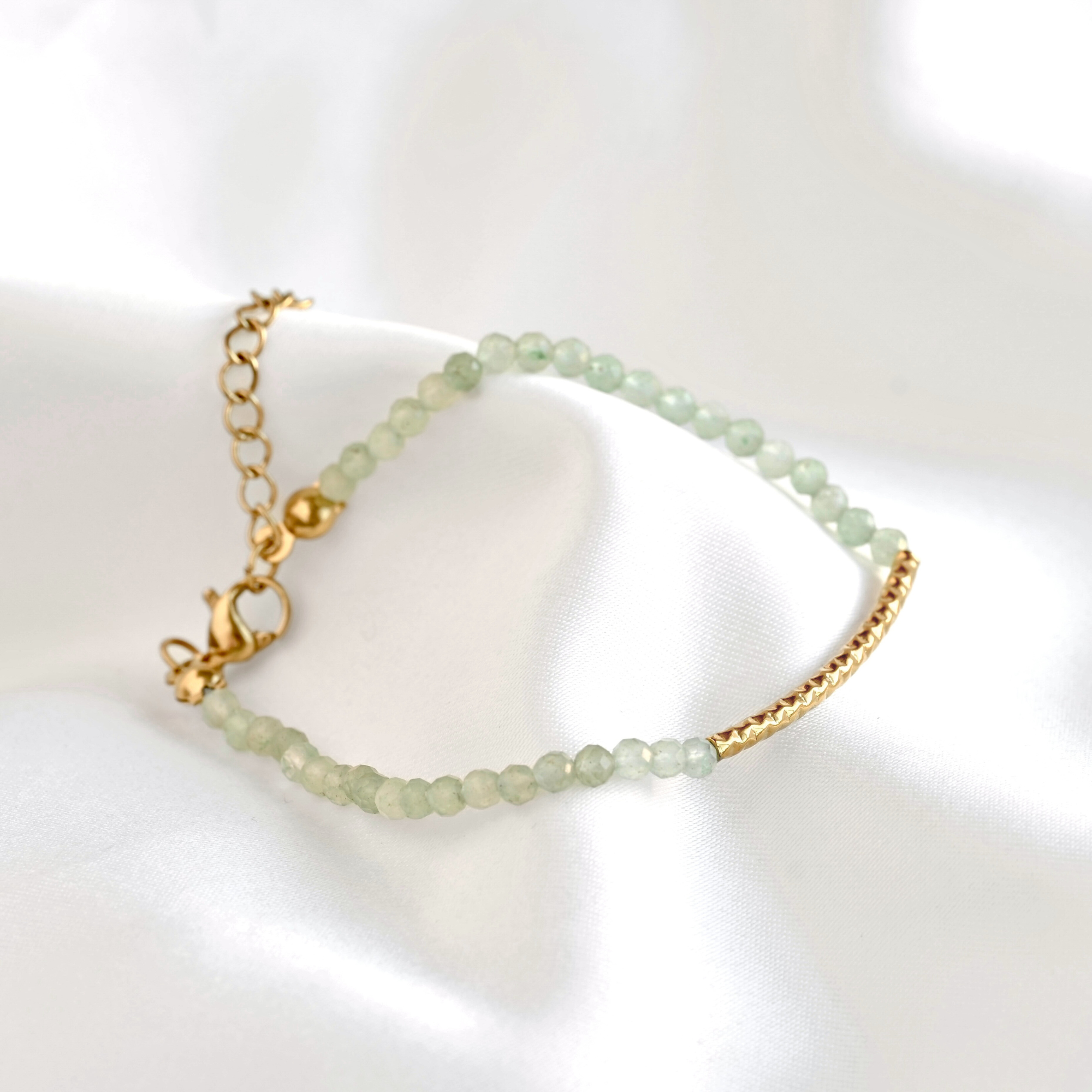 Sage Beaded Gold Bracelet