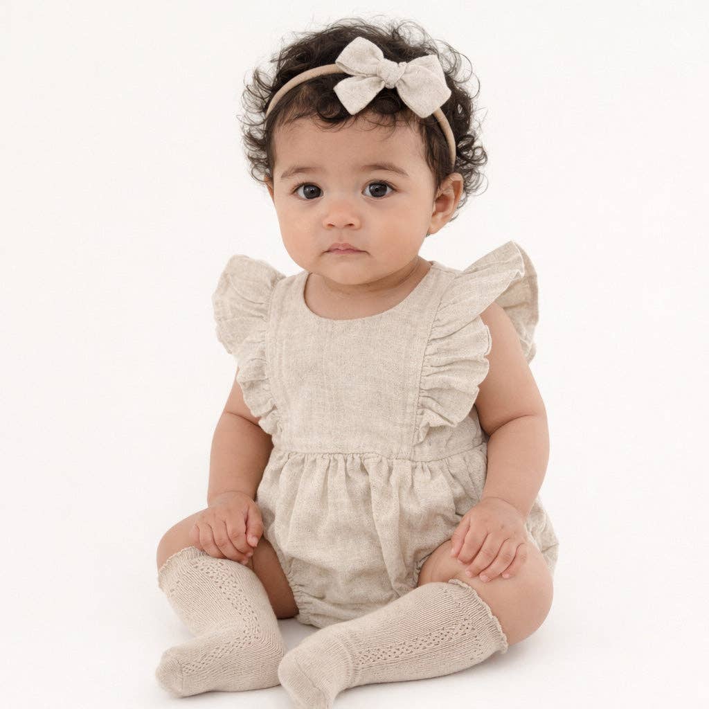 Gabriella Sleeveless Romper 3pc Set: Sage / 6-9 months