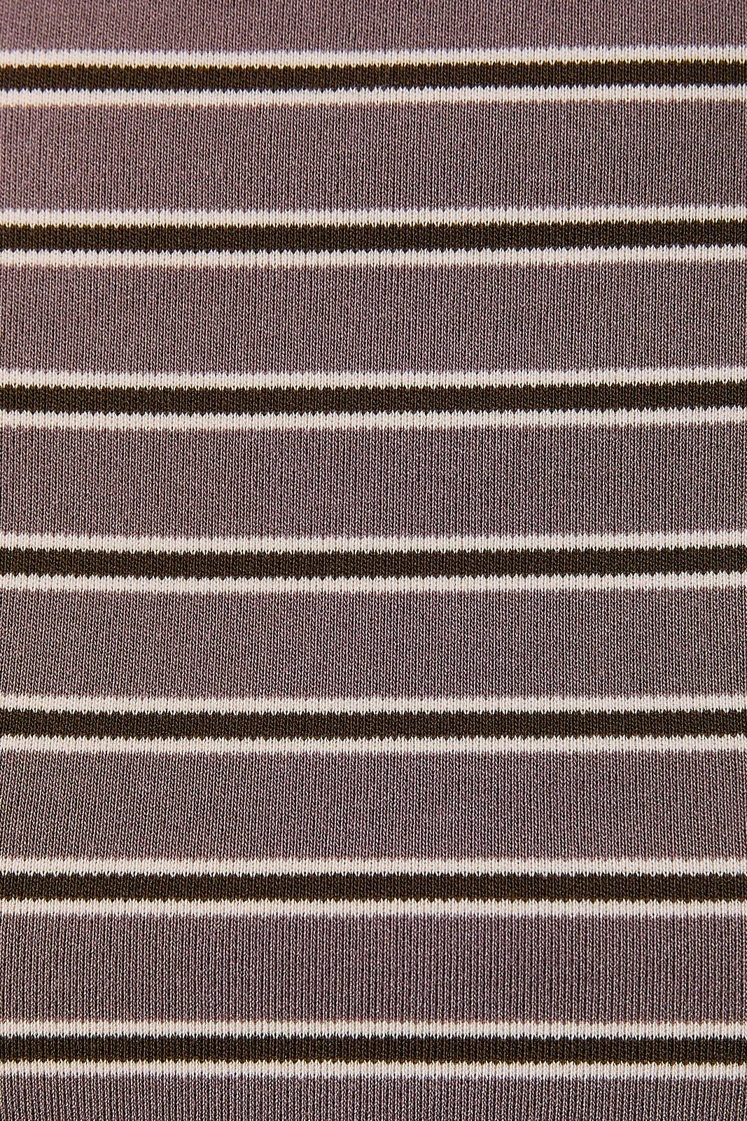 MID WAISTED WIDE LEG STRIPED PANTS: MAUVE-BROWN STRIPE / S