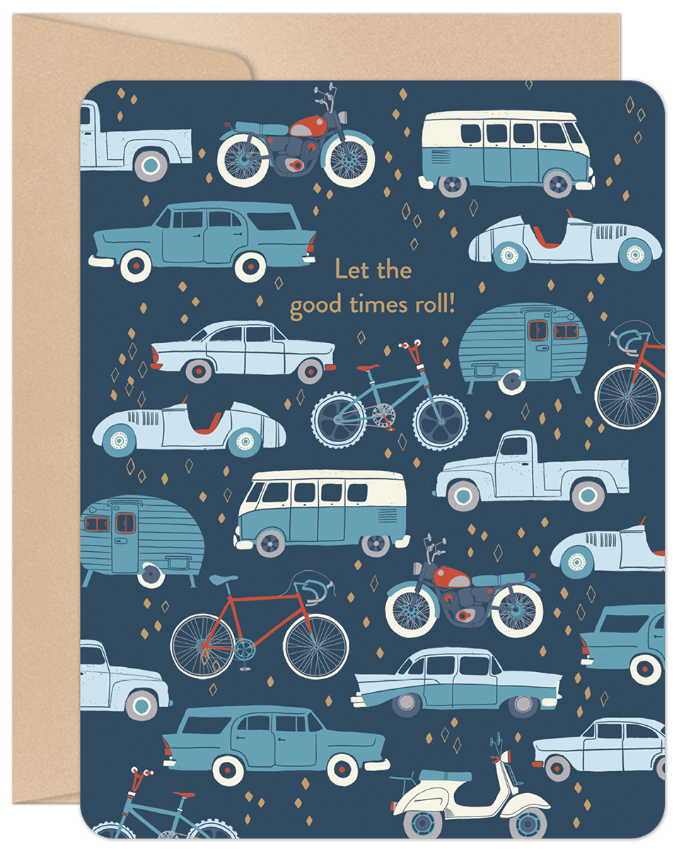 Retro Wheels Birthday Card