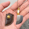 Mini Damascus Blade with Leather Cover