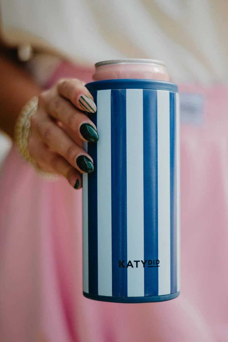 Light Blue and Navy Can Insulator: Light Blue and Navy