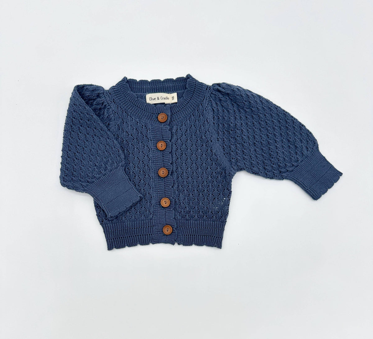 Pointelle Sapphire Cardigan: 12-18 months