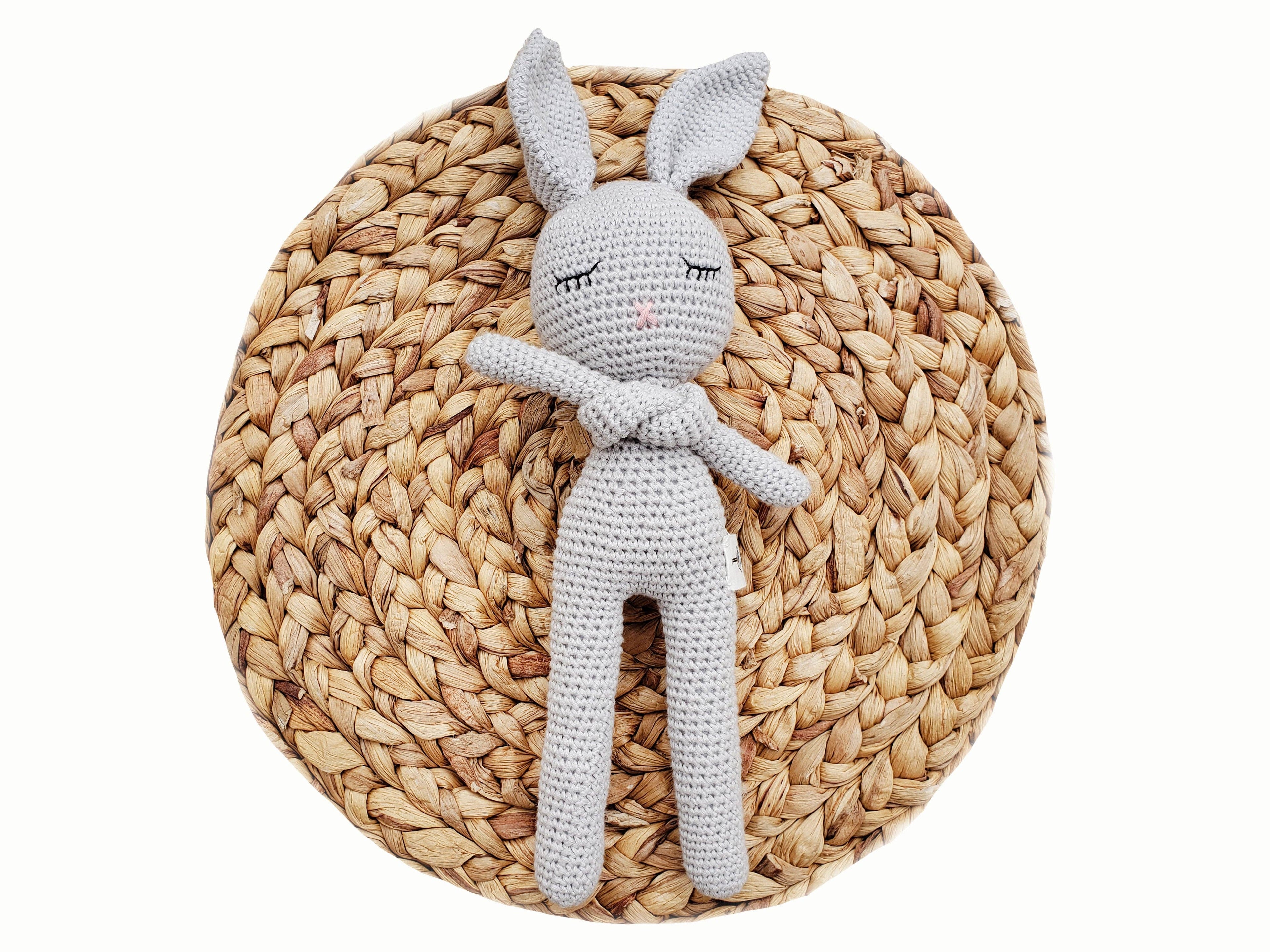 Sleepy Crochet Bunny Doll Standing Ears: Apricot bunny Doll