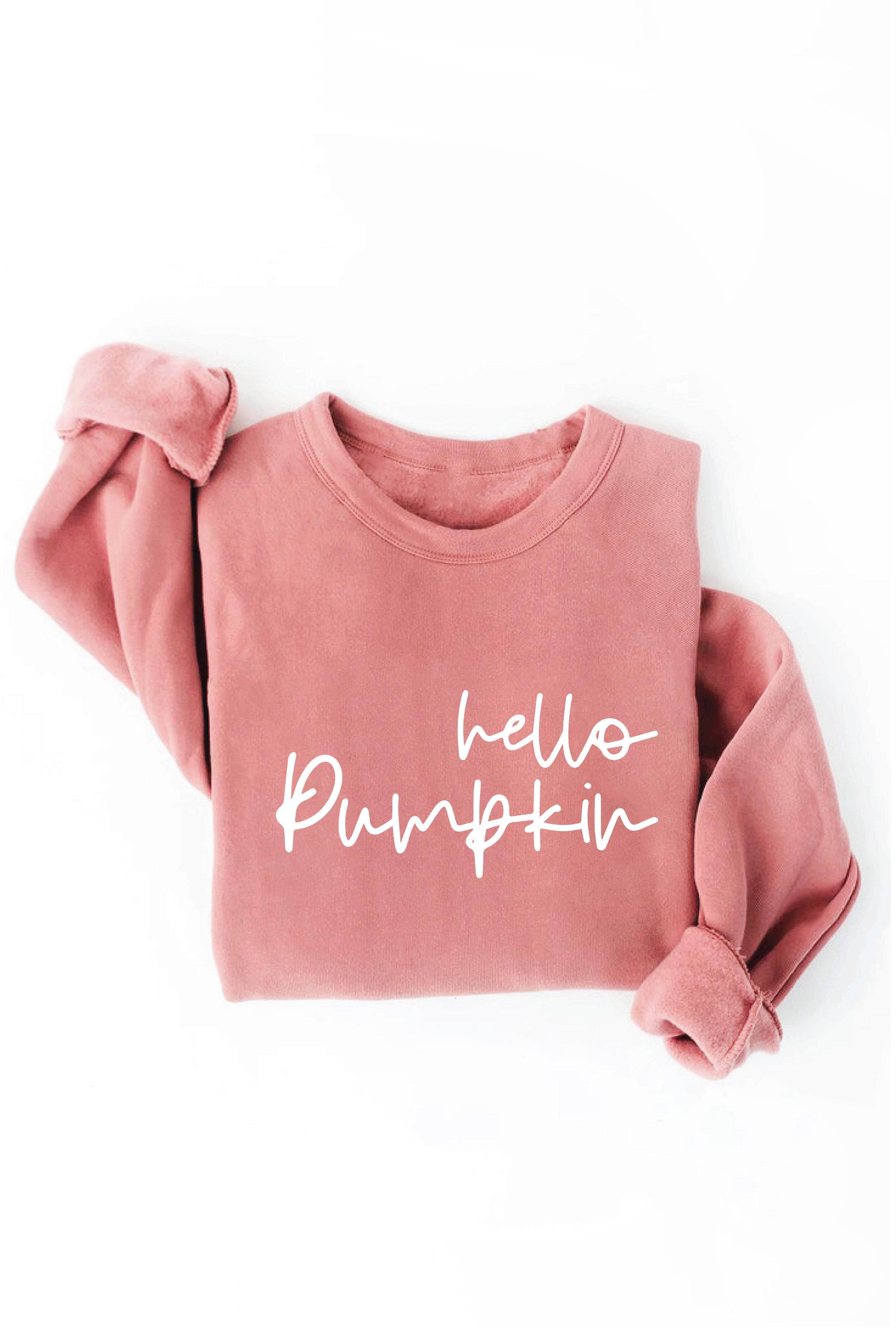 HELLO PUMPKIN Graphic Sweatshirt: TAN / XL