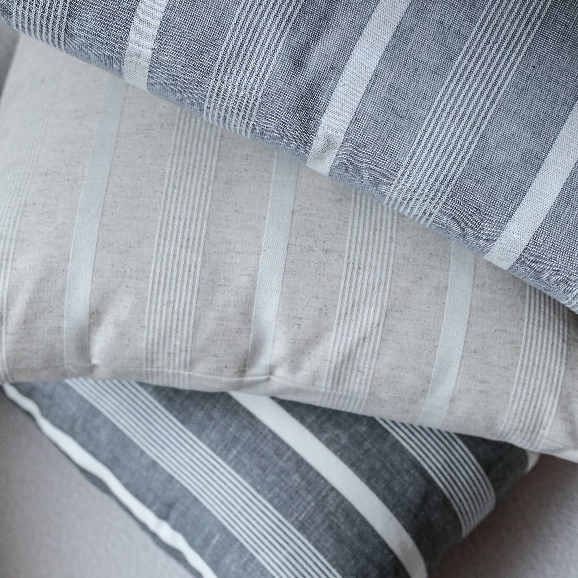 Linen Stripe Pillow Cover | Addison: Gray Stripe