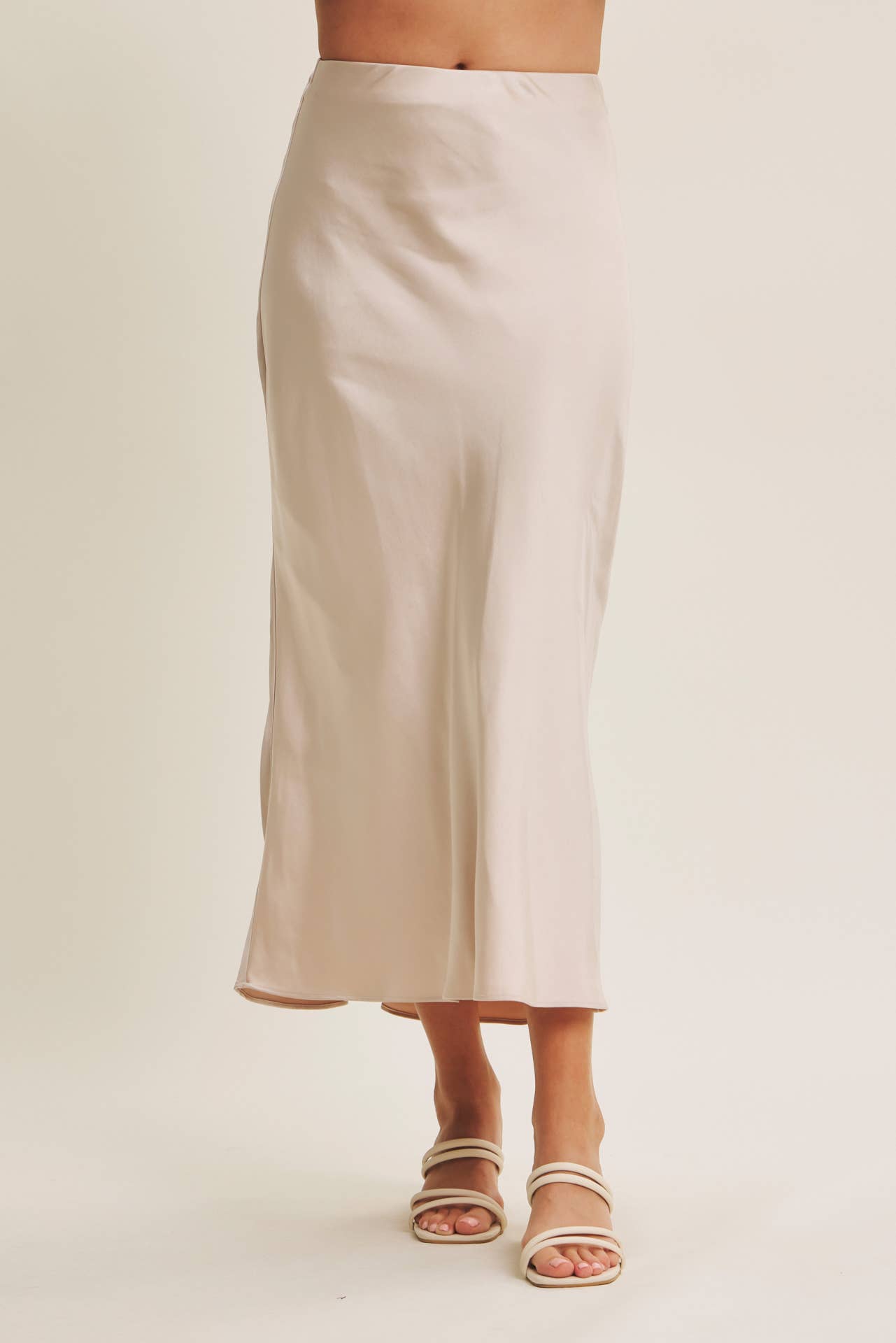 MOONLIT THICK HIGH QUALITY SILKY SATIN BIAS CUT MAXI SKIRT: DUSTY MAUVE / L