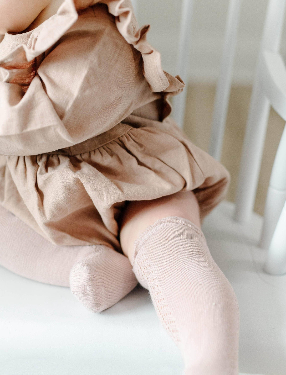 Gabriella Longsleeve Romper with Bow: Olive-moss / 0-3 months