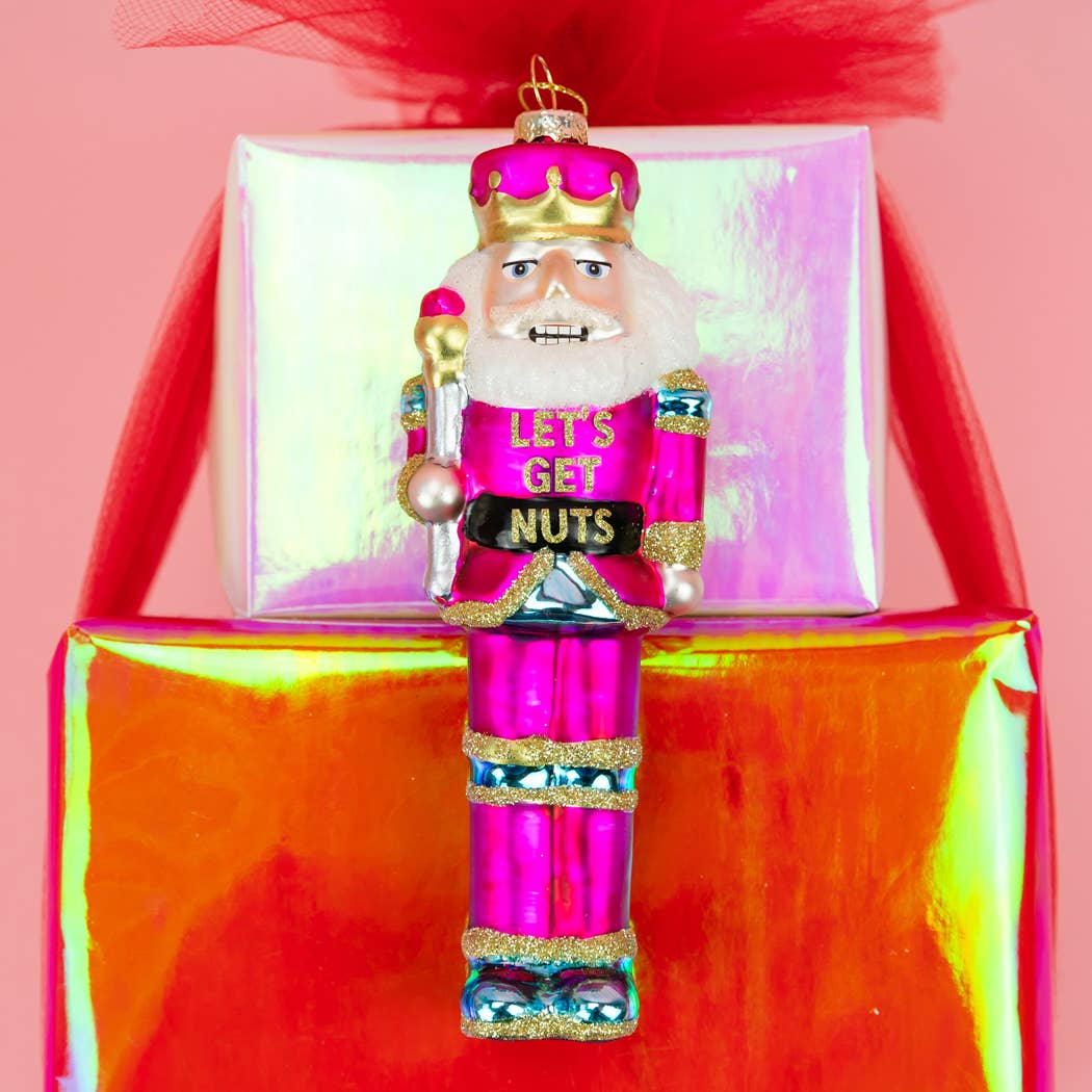 Let's Get Nuts - Nutcracker Glass Ornament, Holiday Gift