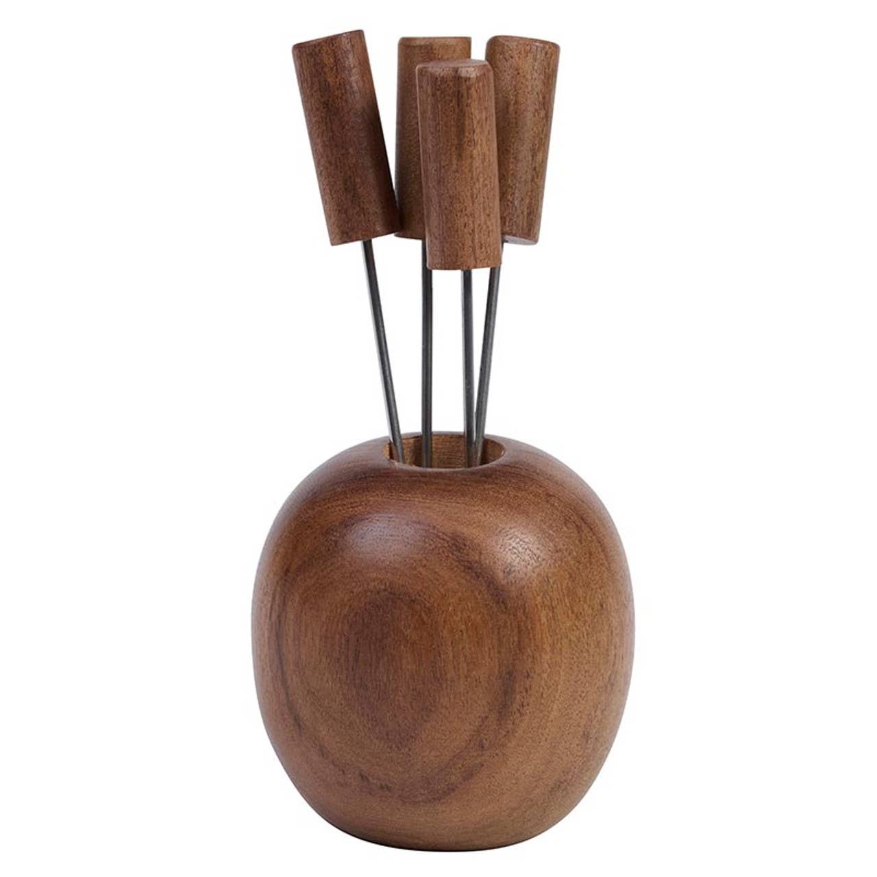 Charcuterie Appetizer Picks - Set of 4: Hand Wash Only / Acacia Wood, Stainless steel