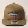 Rainbow Trout Fish Embroidered Mesh Back Trucker Hat: Coy.Brn/Coy.Brn/Lt.Khk / ONE SIZE