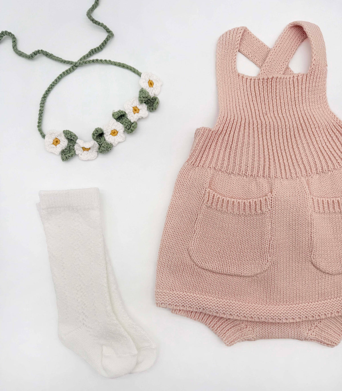 Olivia Knitted Dress 4pc Set: NB