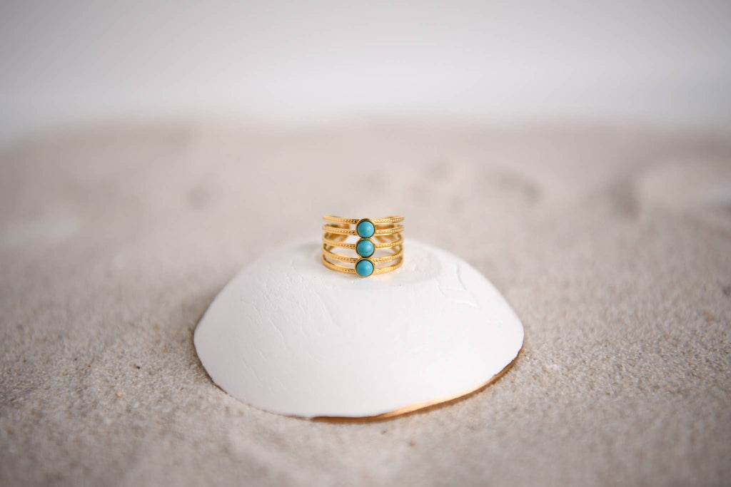 Desert Child Stacked Gold & Turquoise Statement Ring