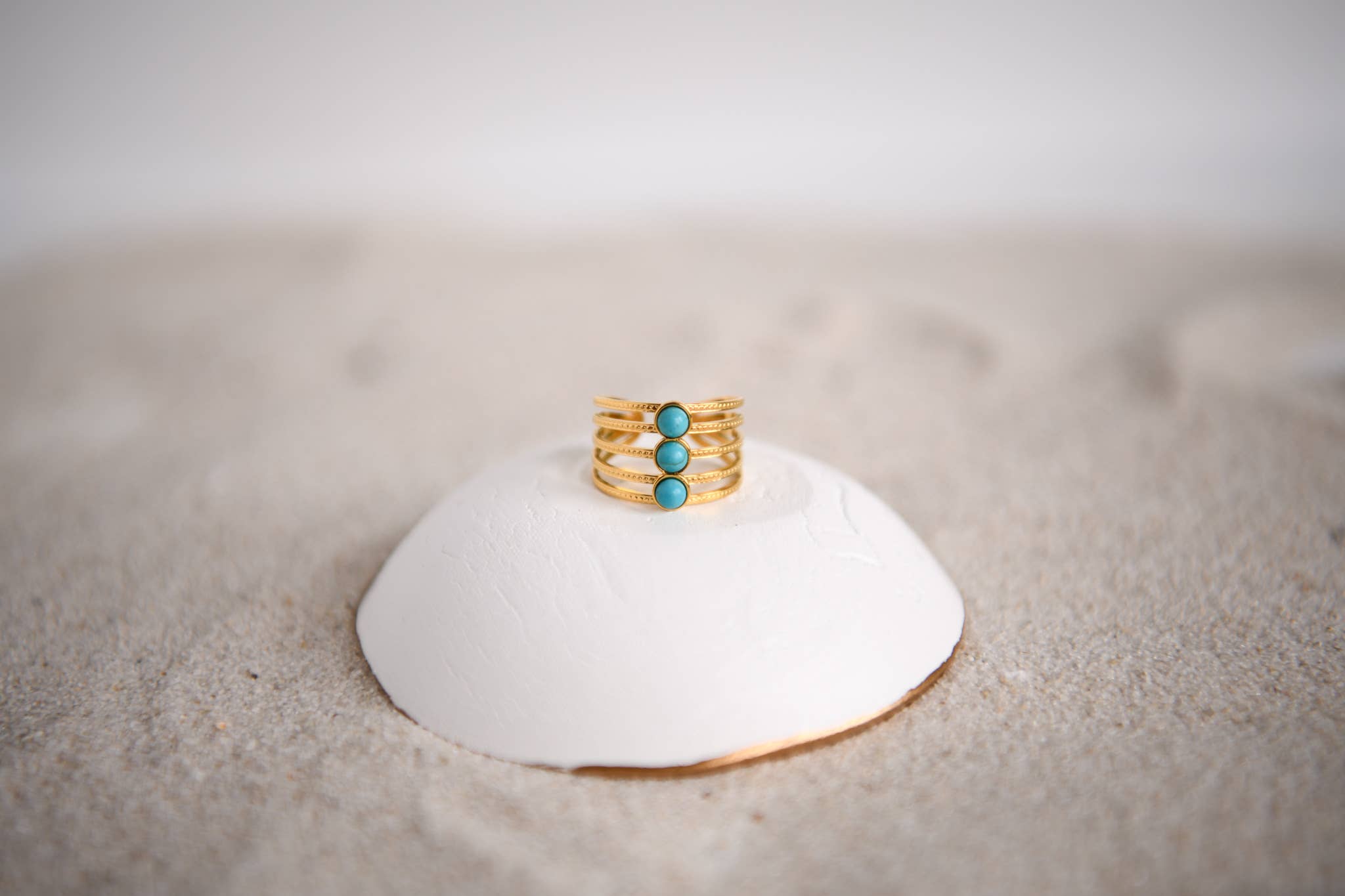 Desert Child Stacked Gold & Turquoise Statement Ring